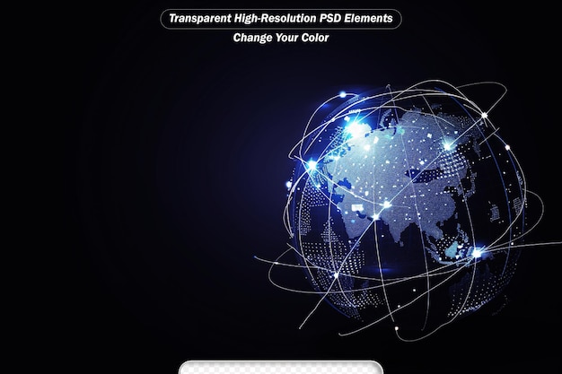 PSD global network connection world map abstract technology background