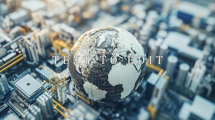 PSD global network digital world technology earth on circuit board