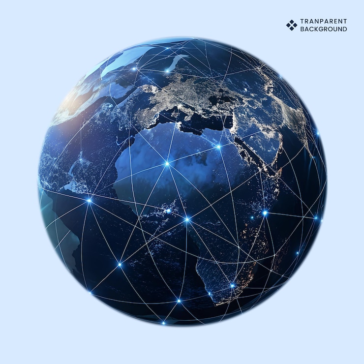 PSD global network earth digital communication data transfer amp connectivity concept