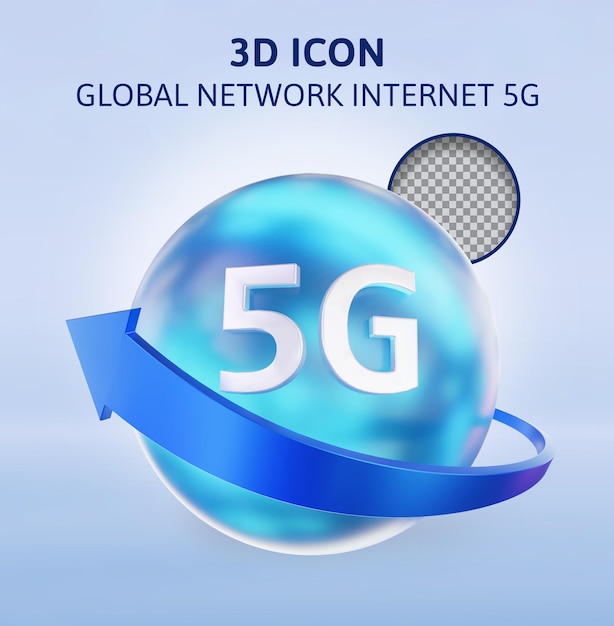 PSD global network internet 5g connection 3d rendering illustration