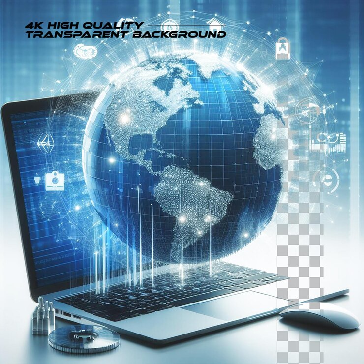 PSD global network security on transparent background