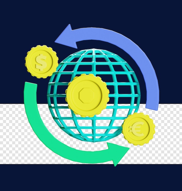 Global Payment 3D Icon Illustration