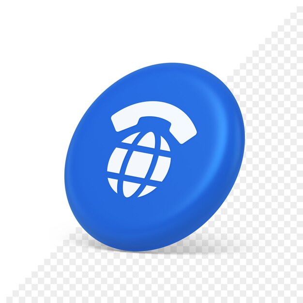 Global phone communication button internet telephone connection 3d isometric realistic icon