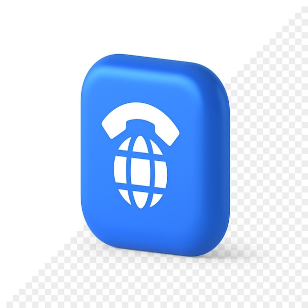 Кнопка глобальной телефонной связи интернет-телефонная связь 3d реалистичная изометрическая иконка