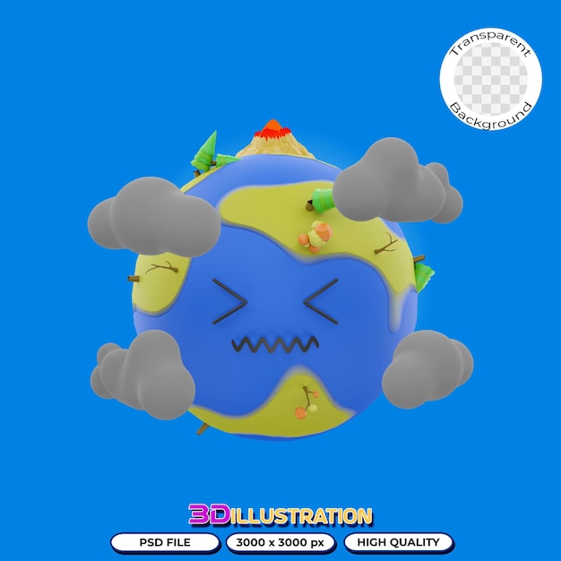 Global Pollution 3D Illustration