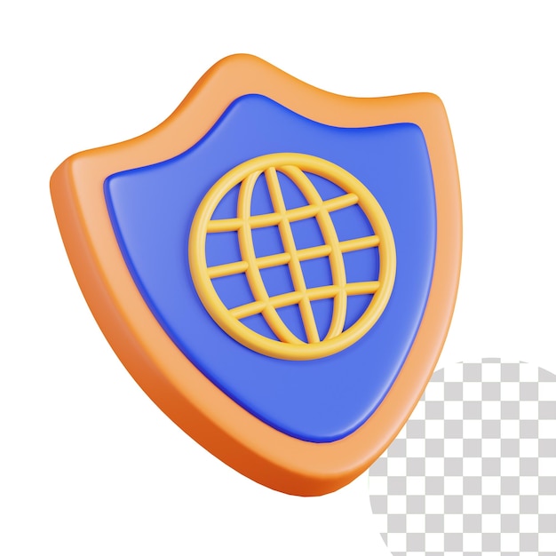 PSD global secure 3d illustration