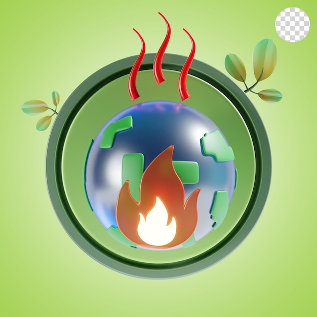 PSD global warming 3d icon illustration