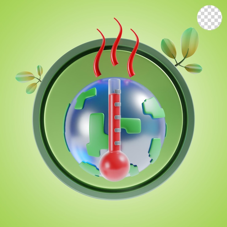PSD global warming 3d icon illustration