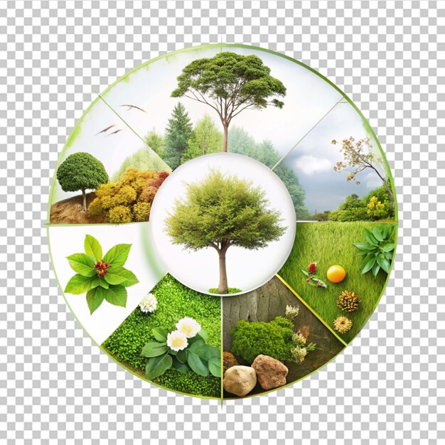 PSD global warming poster with tree on earth on transparent background