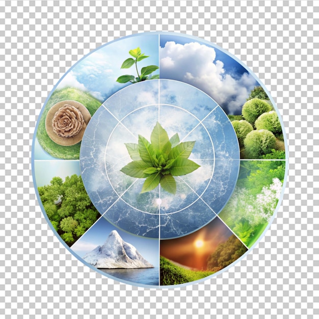 PSD 투명한 배경에 지구에 있는 나무가 그려진 지구 온난화 포스터