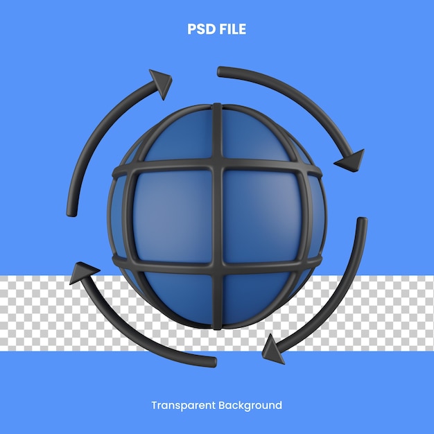 globalizacja renderowania 3d ikona ilustracja analiza psd