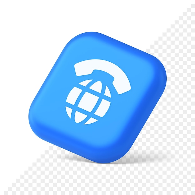 PSD globalny przycisk komunikacji telefonicznej internetowe połączenie telefoniczne 3d realistyczna ikona izometryczna