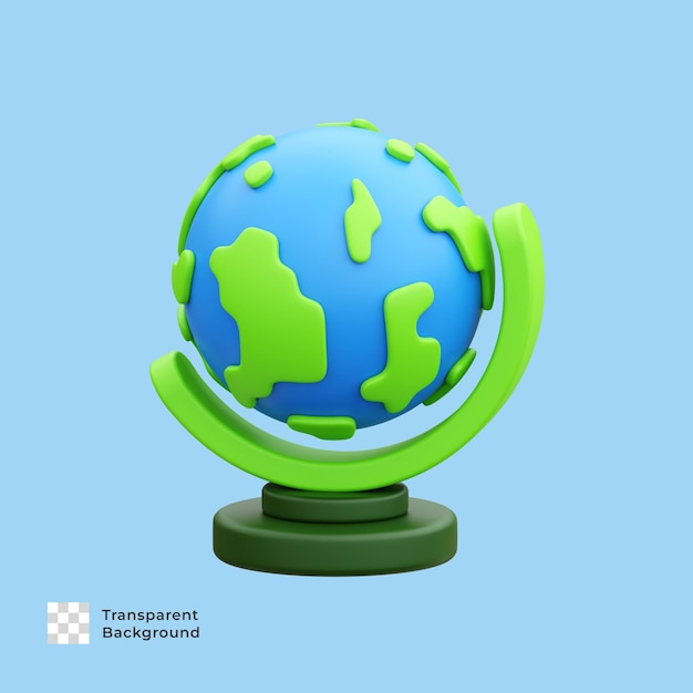 PSD globe 3d render icon illustration