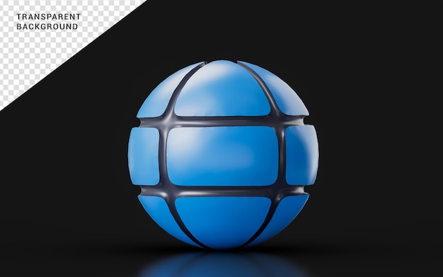 PSD globe sign on dark background 3d render concept for world grid earth internet access