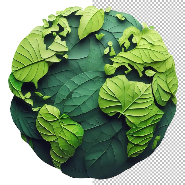 PSD the globe symbol folded from the leaves of the tree transparent background png created by ai gene