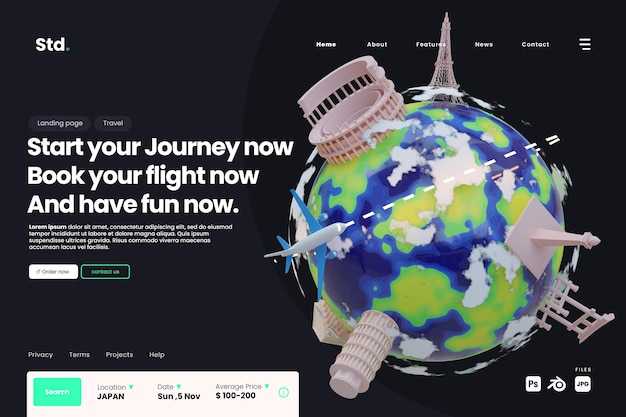 Globe travel landing page