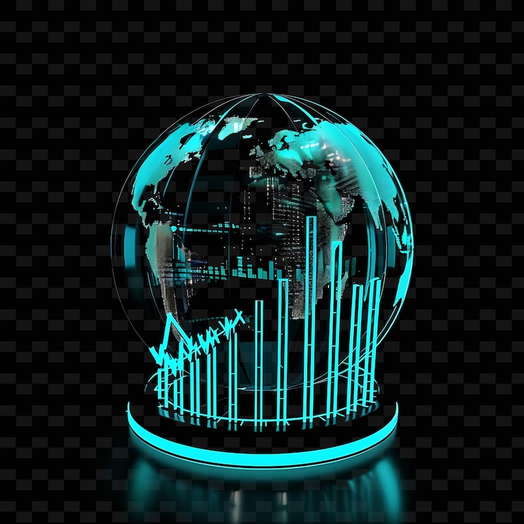PSD a globe with a city on it and a black background