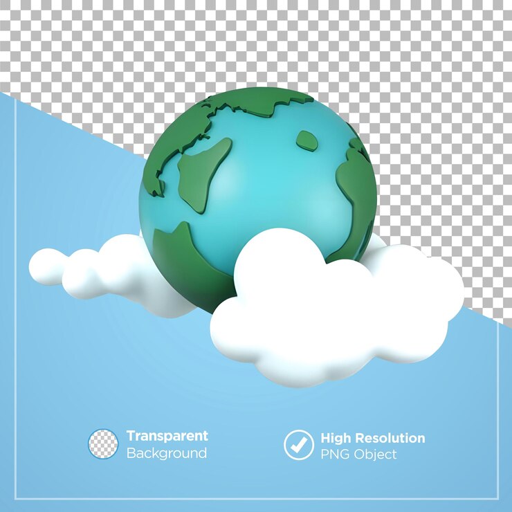 PSD глобус с 3d-иллюстрацией облака
