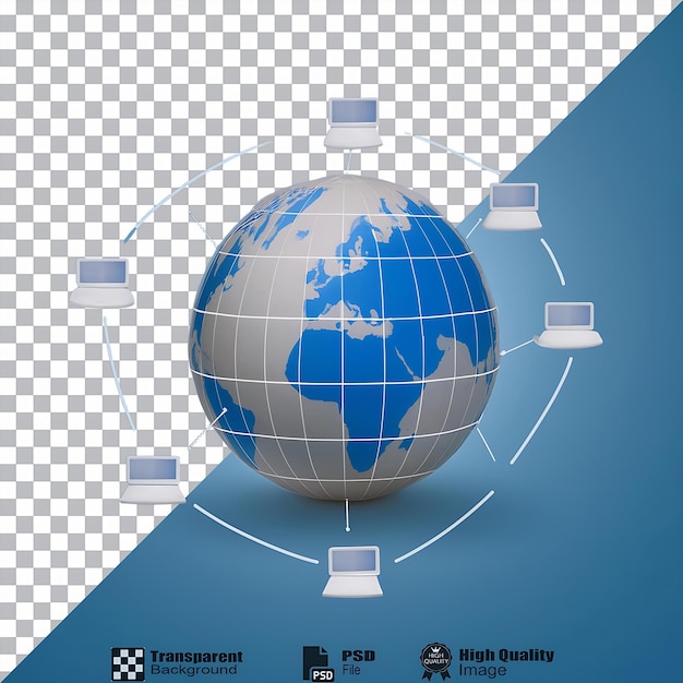 투명한 배경에 고립 된 Globe Computer Share Design Web