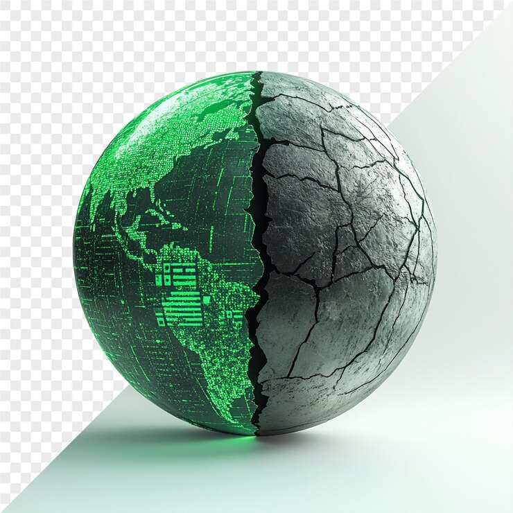 PSD a globe with a cracked earth on it
