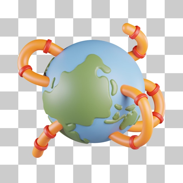 PSD globe worm 3d icon