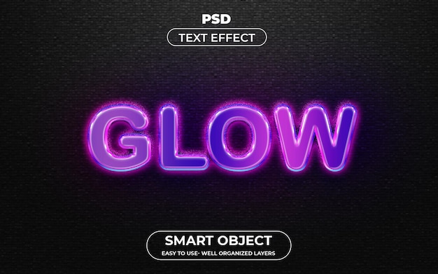 Glød 3d redigerbar teksteffekt stil Premium psd skabelon med baggrund