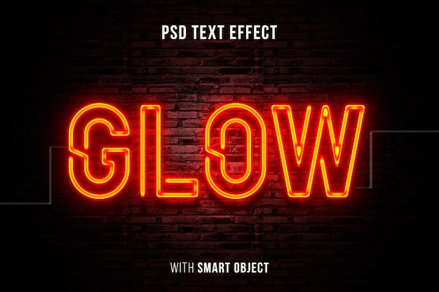gloed neon bewerkbaar teksteffect rood licht typografie mockup