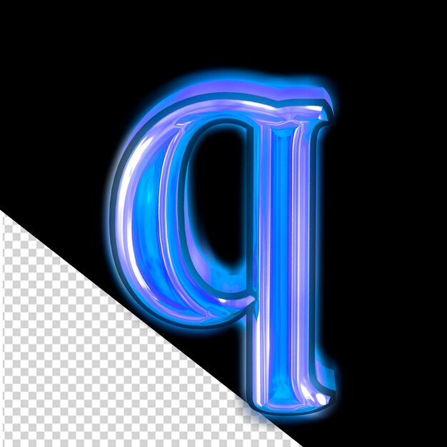 Gloeiend blauw symbool letter q