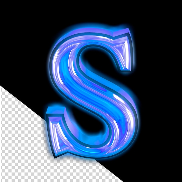 PSD gloeiend blauw symbool letter s