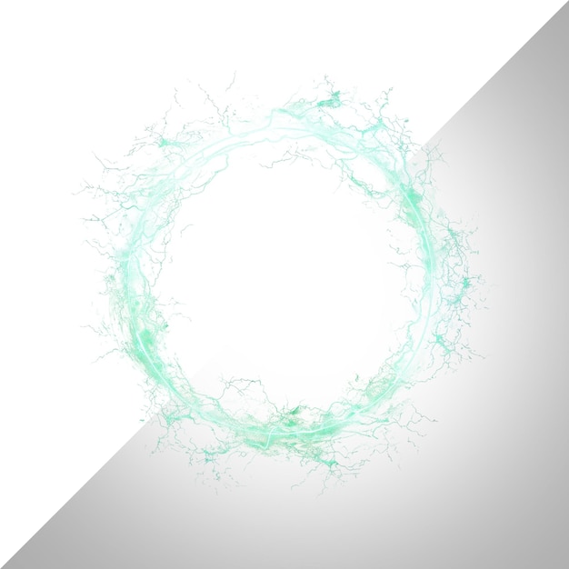 gloeiend elektrisch blauw hologram cirkels bliksem geïsoleerd op transparante achtergrondpsd