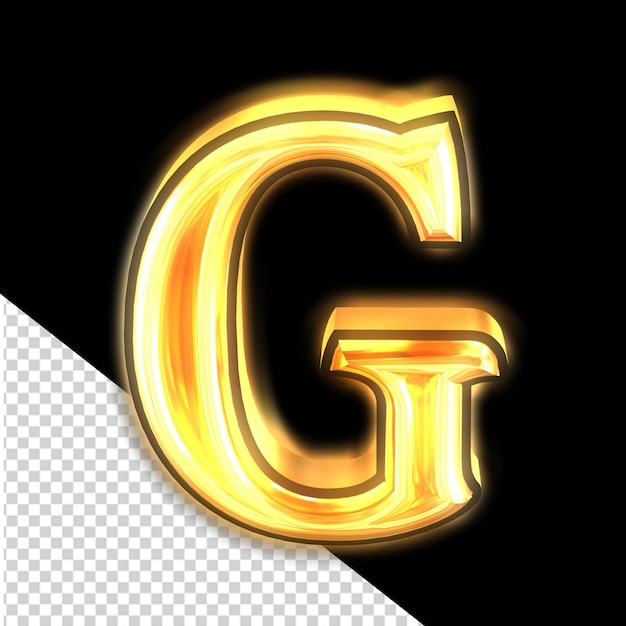 PSD gloeiend goud symbool letter g