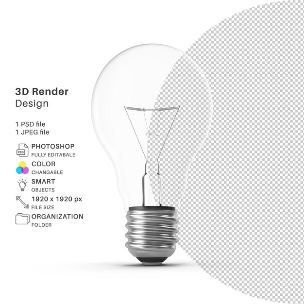 PSD gloeilamp 3d-modellering psd-bestand realistische gloeilamp