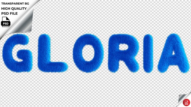 PSD gloria typography blue fluffy text psd transparent
