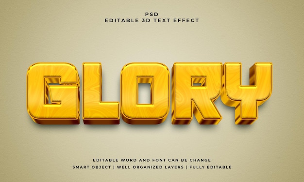 Glory 3d editable psd text effect with background