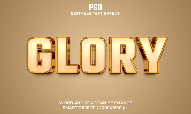 Gloria 3d effetto testo modificabile psd premium con sfondo