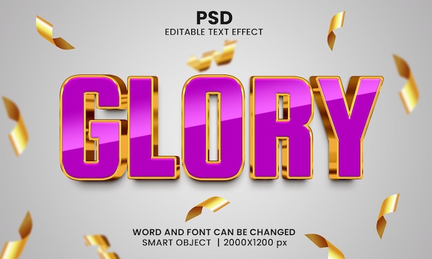 Gloria lusso effetto testo modificabile 3d psd premium con sfondo