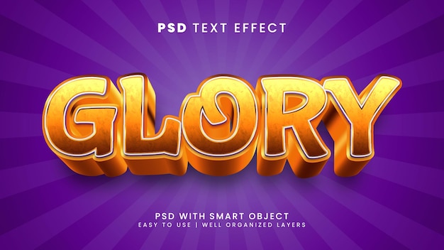 PSD glory luxury 3d editable text effect with golden and shiny text style