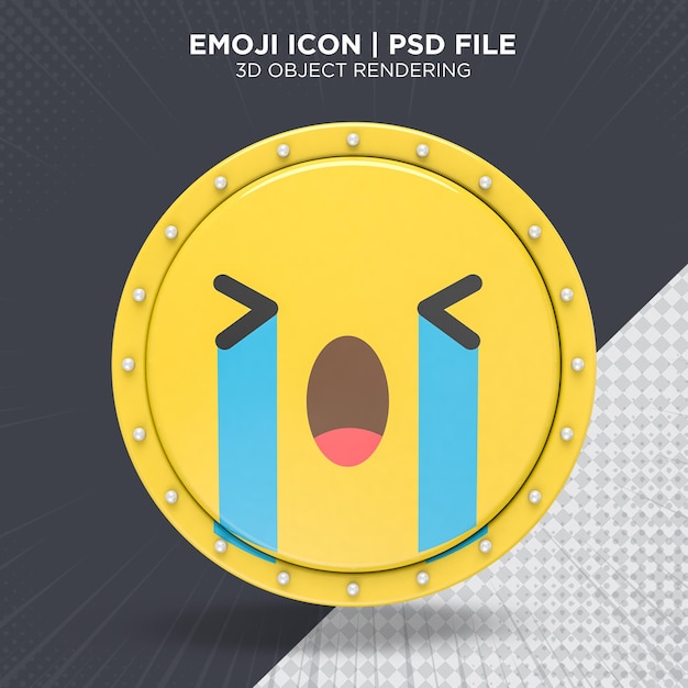 Głośno Płacząca Ikona Emoji Koło światła Logo Renderowania 3d