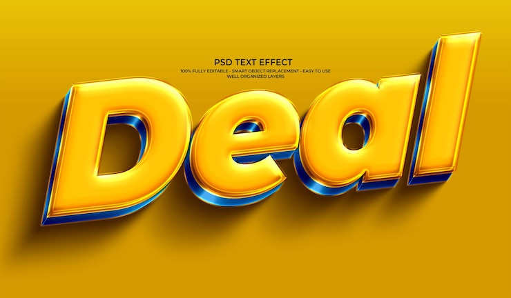 PSD glossy 3d deal text effect psd