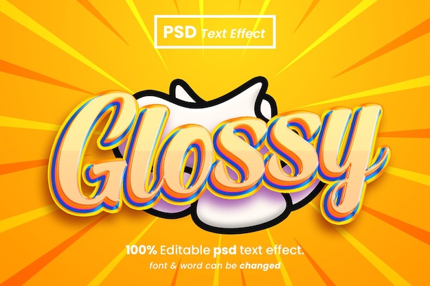 Glossy 3d editable text effect