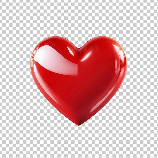 PSD glossy 3d red heart on transparent background