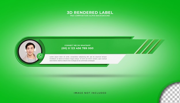 PSD 黒のwhatsapp3dレンダリングラベルデザインの光沢のあるバナーアイコンプロファイル