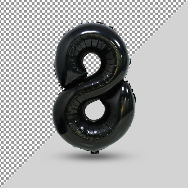 光沢のある黒いペンキ番号83dグリントが分離されたバルーンツイスト番号の3Dレンダリング