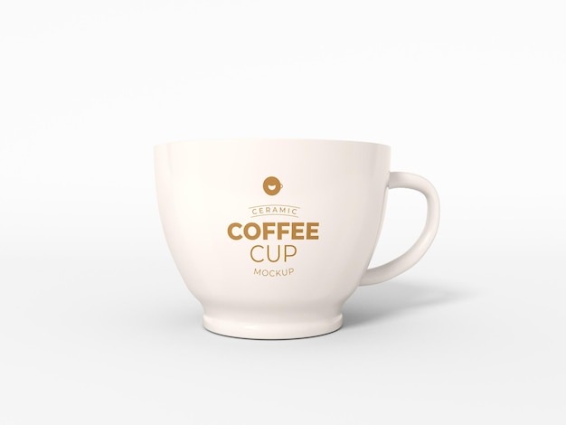 PSD glossy ceramic coffee cup mockup