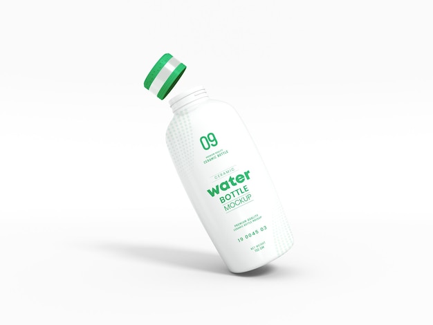 Glossy Ceramic Glass Water Bottle Mockup