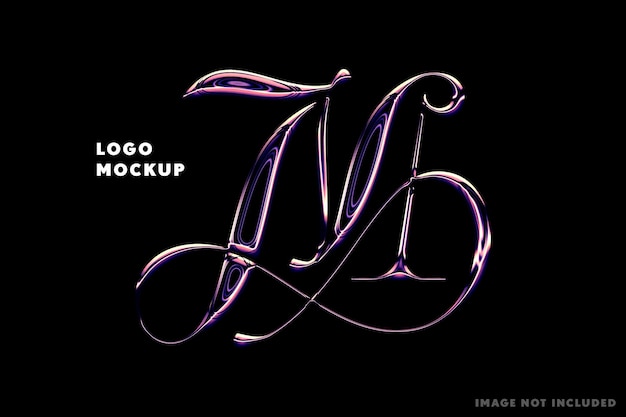 glossy chrome logo mockup