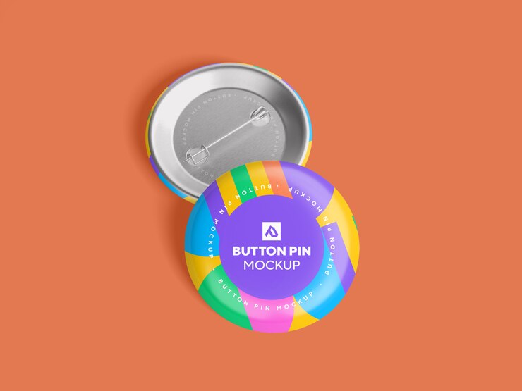 Glossy Circle Button Pin  Mockup Psd