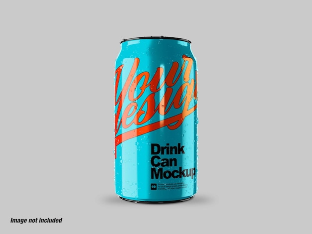 Glossy condensation soda or drink can mockup