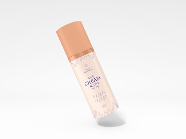 Glossy cosmetic beauty cream bottle packaging mockup