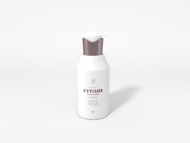 glossy cosmetic beauty cream pump bottle packaging mockup